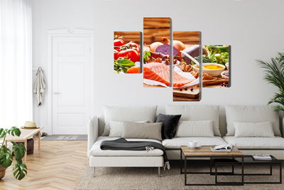 Ljuddämpande tavla - Salmon among vegetables