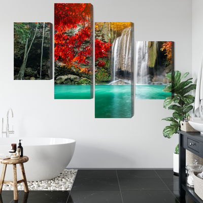 Ljuddämpande tavla - Cascade in the autumn forest