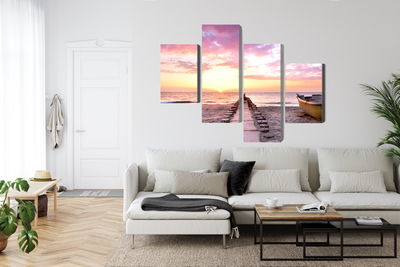 Ljuddämpande tavla - Boat on the beach 3d