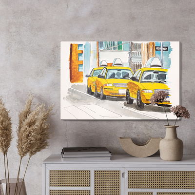 Ljuddämpande tavla - New York city taxis painted