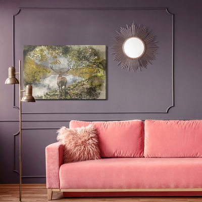 Ljuddämpande tavla - A deer on the river