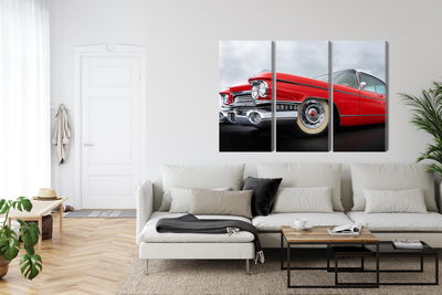 Ljuddämpande tavla - A red car from the 1950s