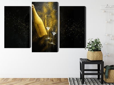 Ljuddämpande tavla - Golden bottle of champagne