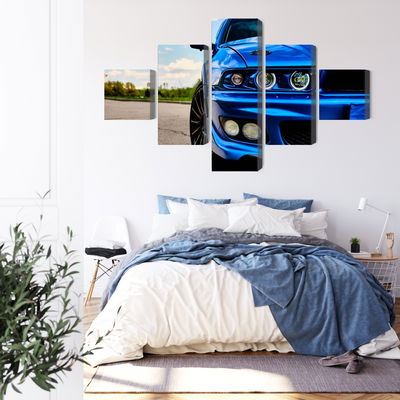 Ljuddämpande tavla - Front of a blue sports car