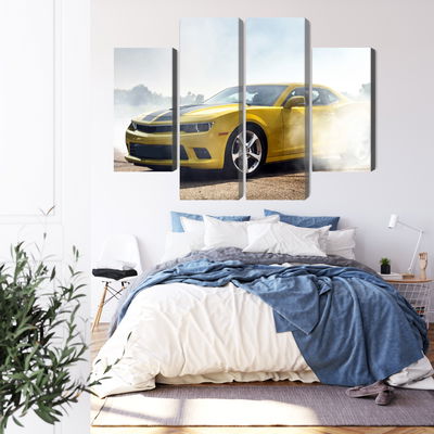 Ljuddämpande tavla - 3d drifting yellow car