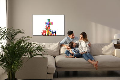 Ljuddämpande tavla - Colorful christian cross