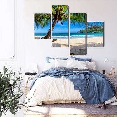 Ljuddämpande tavla - Tropical beach with 3d palm