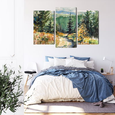 Ljuddämpande tavla - Forest landscape painted