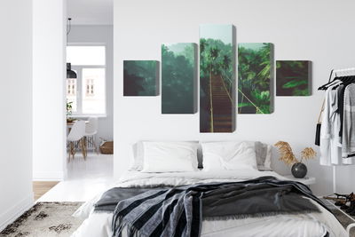 Ljuddämpande tavla - Rope bridge in the jungle 3d