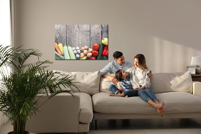 Ljuddämpande tavla - Vegetables on wood