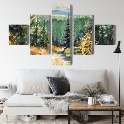 Ljuddämpande tavla - Forest landscape painted