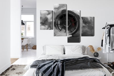 Ljuddämpande tavla - Car wheel in a cloud of 3d