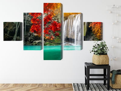 Ljuddämpande tavla - Cascade in the autumn forest