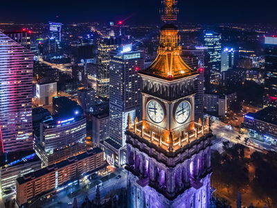 Ljuddämpande tavla - Warsaw panorama at night