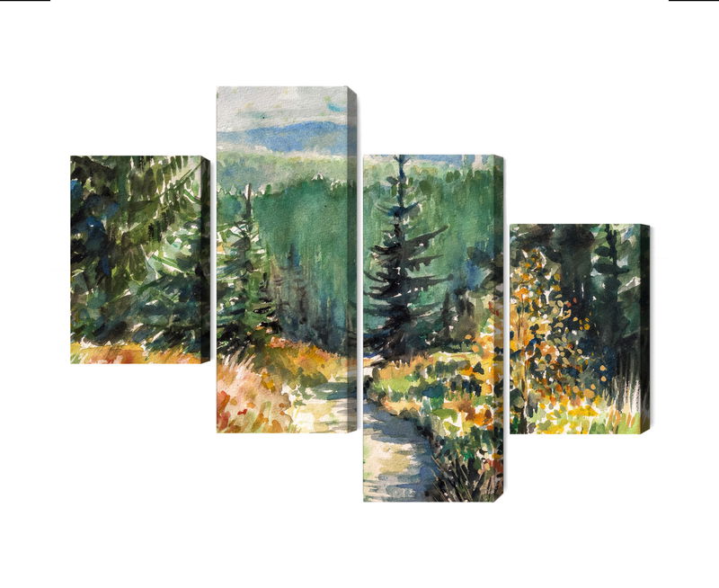Ljuddämpande tavla - Forest landscape painted