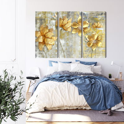 Ljuddämpande tavla - Decorative flowers in shades