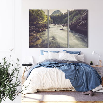 Ljuddämpande tavla - Mountain river in the forest