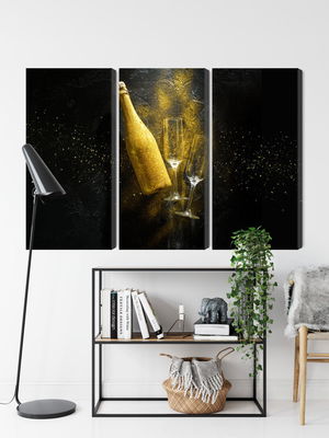 Ljuddämpande tavla - Golden bottle of champagne