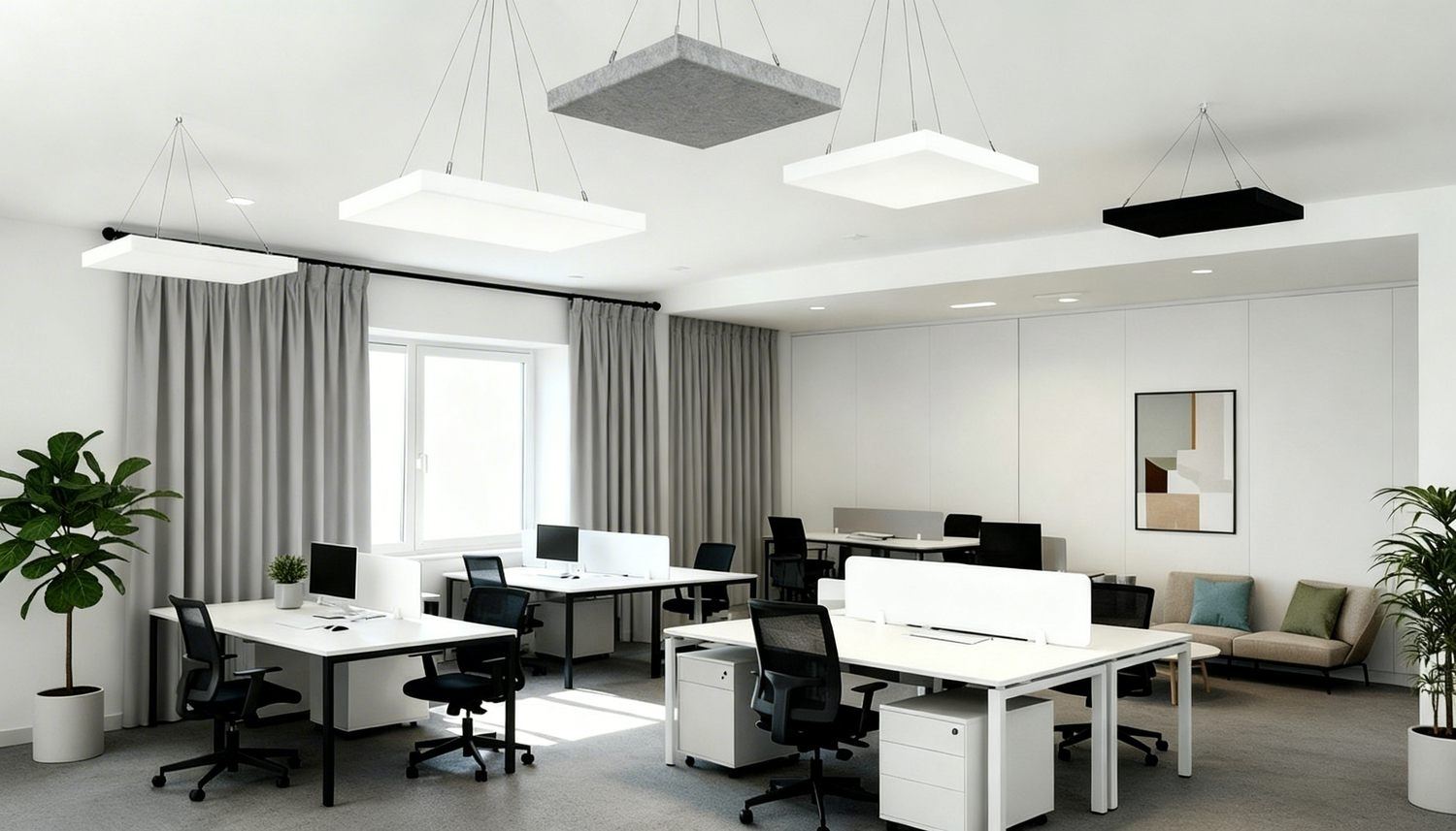Kunskapsportal om ljuddämpande gardiner i kontor som minskar eko, förbättrar akustik och skapar bättre arbetsmiljö.