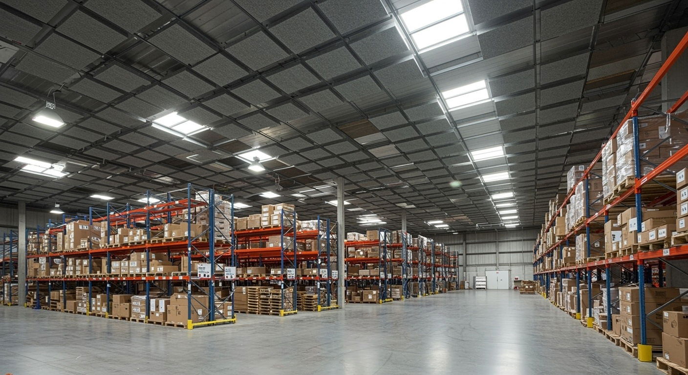 Ljudabsorbera ett tak i industrimiljö