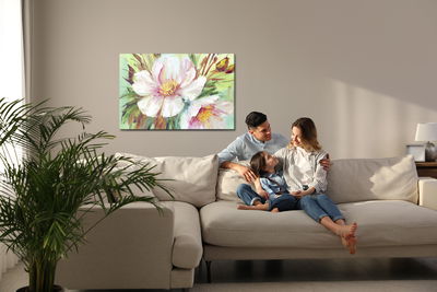 Ljuddämpande tavla - Wild peonies as painted