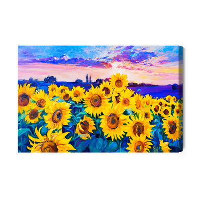 Ljuddämpande tavla - Sunflower field as painted