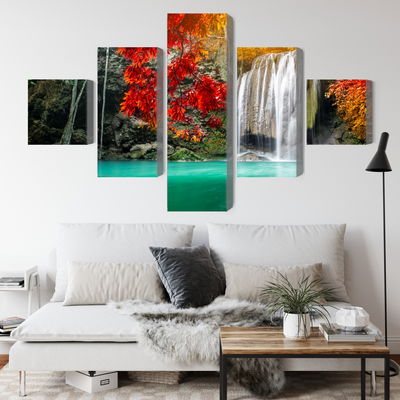 Ljuddämpande tavla - Cascade in the autumn forest