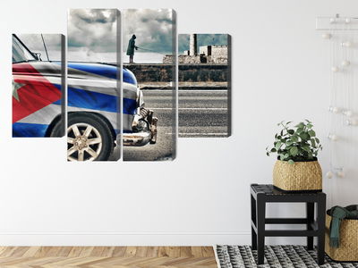 Ljuddämpande tavla - A car with a cuban flag