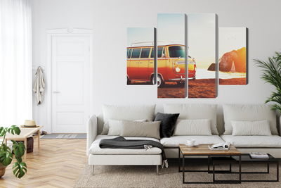 Ljuddämpande tavla - Retro car on the beach