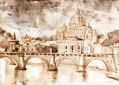 Ljuddämpande tavla - Rome painted with watercolor