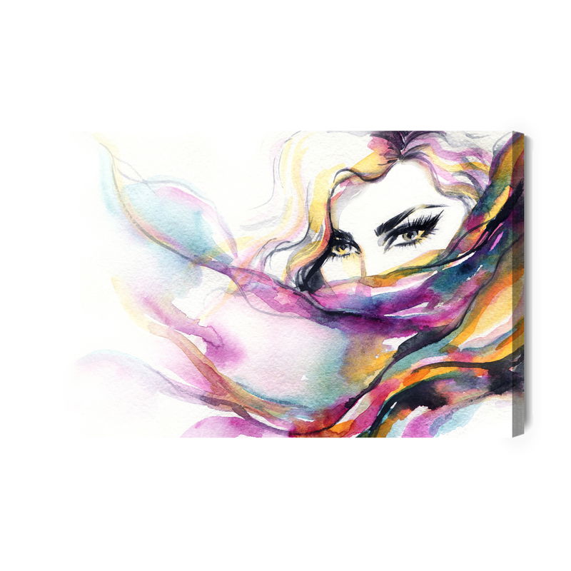 Ljuddämpande tavla - Colorful watercolor portrait