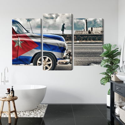 Ljuddämpande tavla - A car with a cuban flag