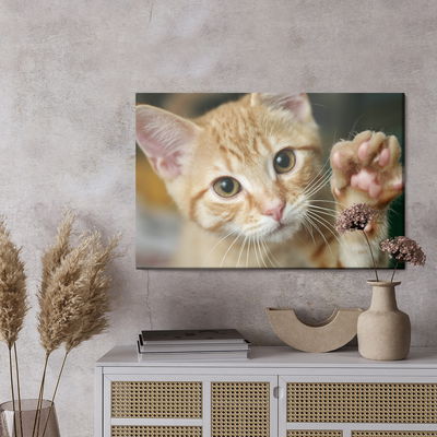 Ljuddämpande tavla - Waving 3d kitten