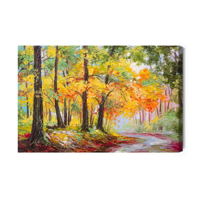 Ljuddämpande tavla - Path in the autumn 3d forest