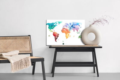 Ljuddämpande tavla - World map in watercolour