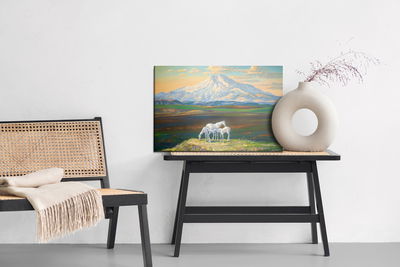 Ljuddämpande tavla - Horses on the background