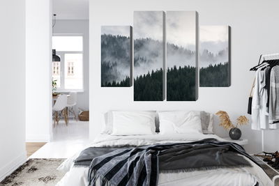 Ljuddämpande tavla - Misty 3d forest landscape