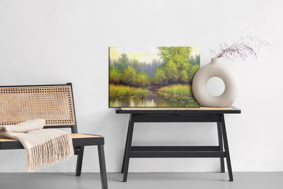 Ljuddämpande tavla - Spring landscape with a lake