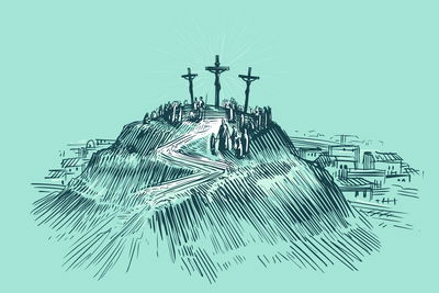 Ljuddämpande tavla - Golgotha ​​mountain