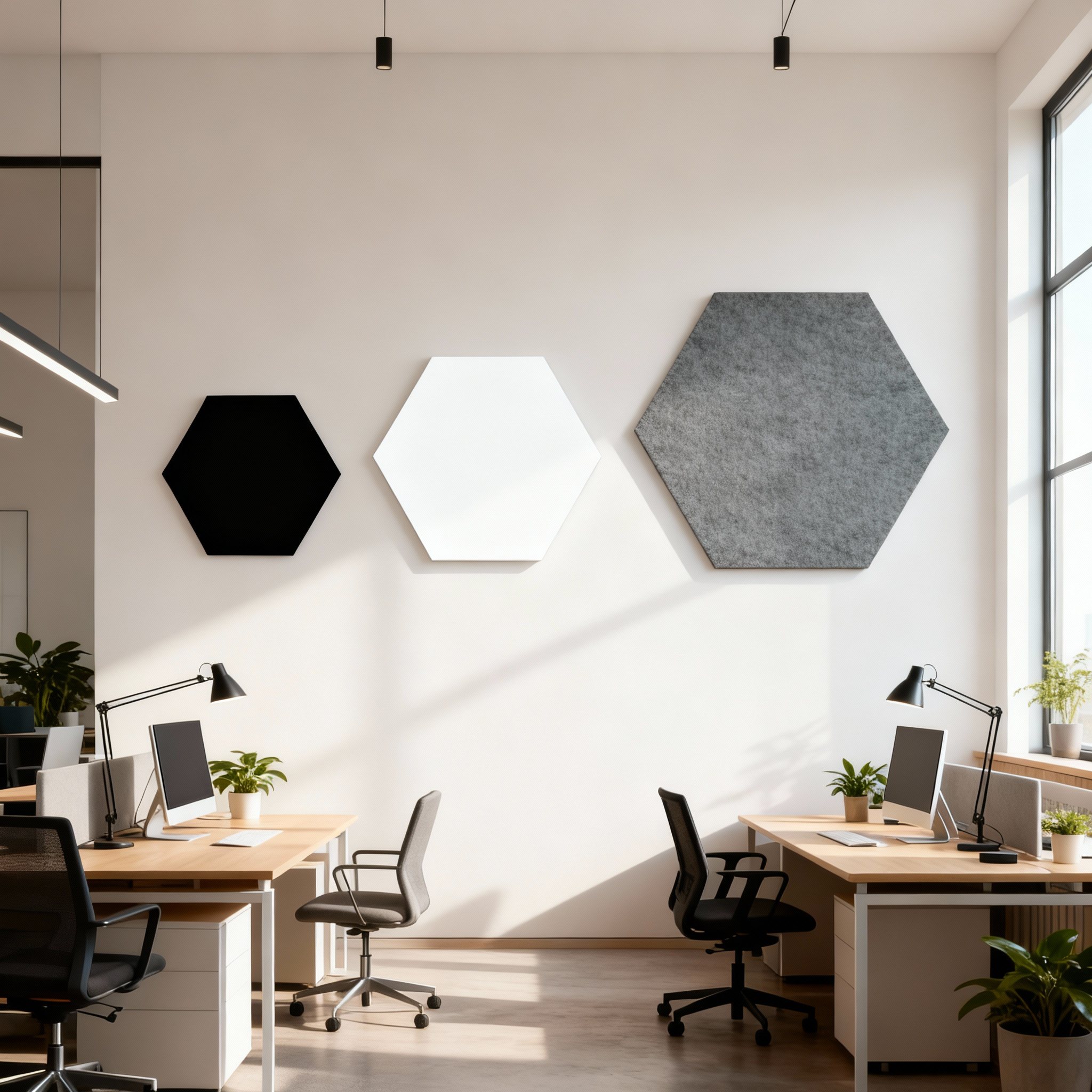 Ljudabsorbering till vägg - PES hexagon wall Ljudabsorbering till vägg - PES hexagon wall