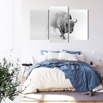 Ljuddämpande tavla - Bison in the fog 3d