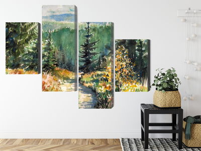 Ljuddämpande tavla - Forest landscape painted