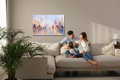 Ljuddämpande tavla - Abstract city panorama