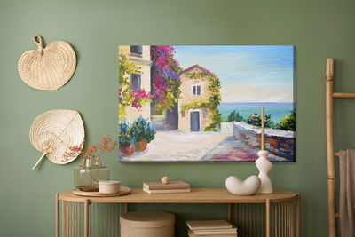 Ljuddämpande tavla - Sea and house in santorini