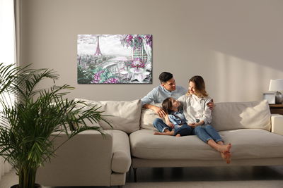 Ljuddämpande tavla - A cafe with the eiffel tower