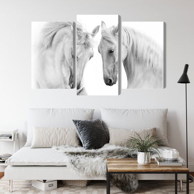 Ljuddämpande tavla - Two horses on a white