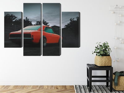 Ljuddämpande tavla - Orange retro car