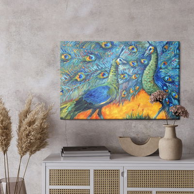 Ljuddämpande tavla - Colorful peacocks