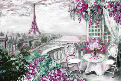 Ljuddämpande tavla - A cafe with the eiffel tower