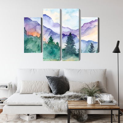 Ljuddämpande tavla - Painted mountain landscape